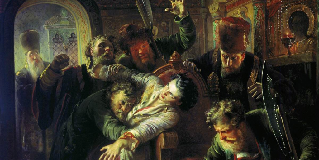 Смерть Федора Годунова – картина худ. К. Маковского, 1862 г. Фрагмент