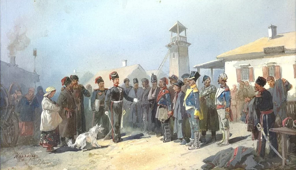«Зачисление в казаки пленных поляков армии Наполеона, 1813 год», Николай Каразин