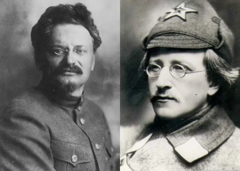 Лев Давидович Троцкий (1879 — 1940) и Владимир Александрович Антонов-Овсеенко (1883 — 1938)