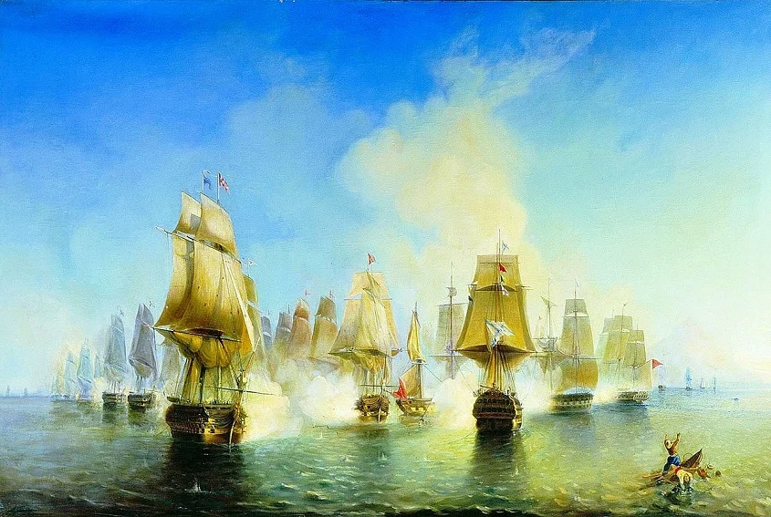 "Афонское сражение 19 июня 1807 года", картина художника А. Боголюбова