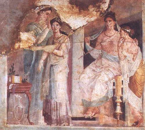 Фреска из Помпей с изображением домашних рабынь. I век н.э.