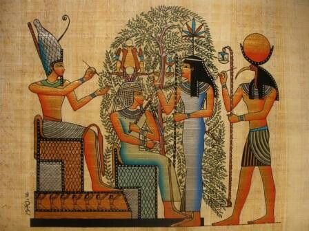 утренний туалет фараона Древнего Египта на фреске из гробницы