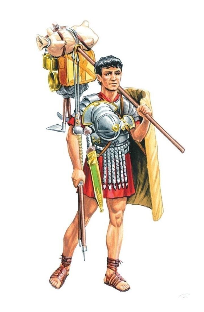 Легионер I в. н.э. в походе. Современная иллюстрация