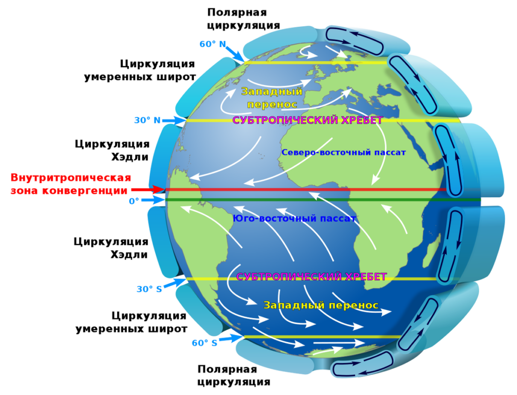 Инфографика атмосферной циркуляции Земли