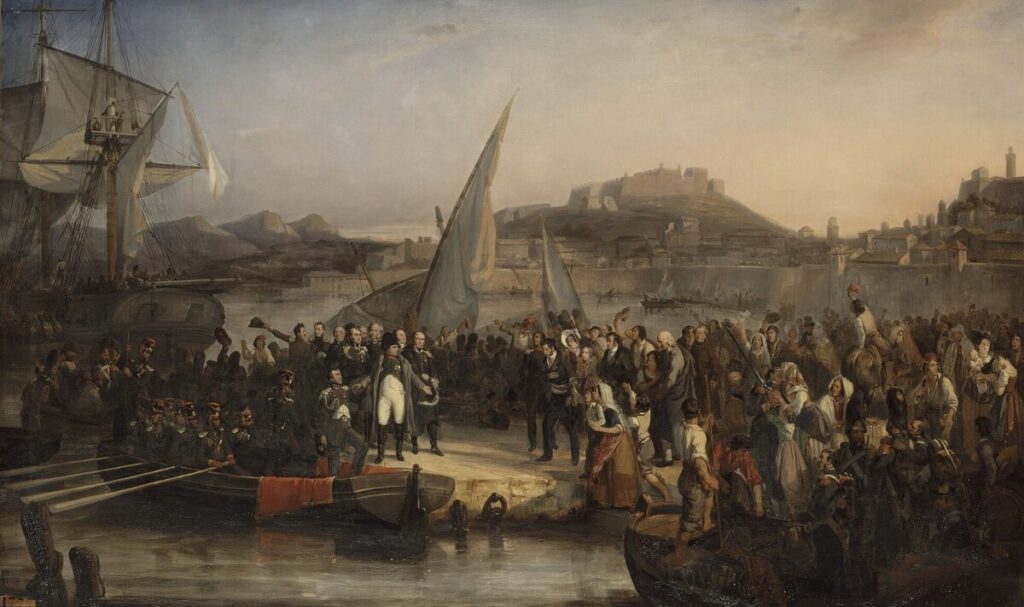 Наполеон покинул остров Эльбы. Картина Джозефа Бома 1836 год.