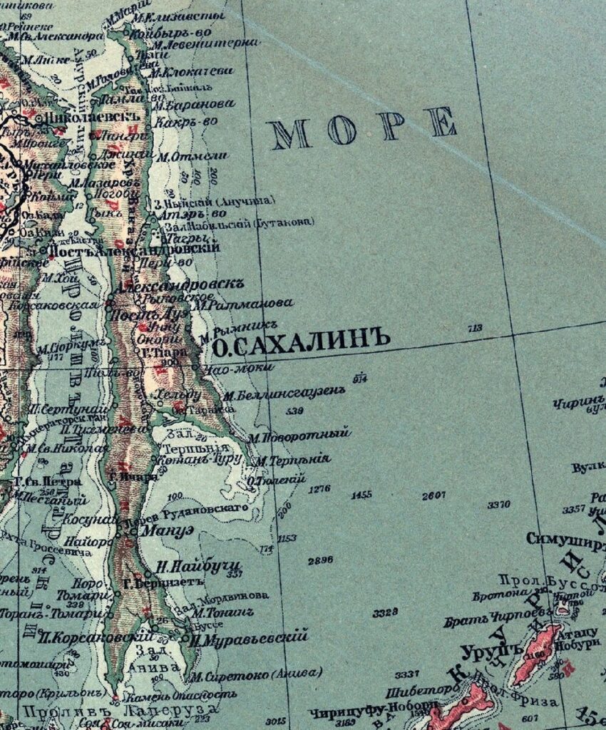 Карта острова Сахалин на рубеже XIX и XX веков
